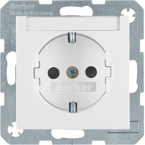 Berker 47498989 Schutzkontakt-Steckdose mit Beschriftungsfeld und erhöhtem Berührungsschutz, S.1/B.3/B.7, polarweiß glänzend