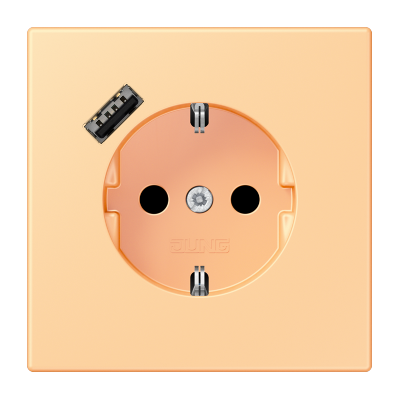 Jung LC152018A258 Schutzkontakt-Steckdose mit USB-Ladegerät Typ A, Safety+, Les Couleurs® 4320P, terre sienne claire 59