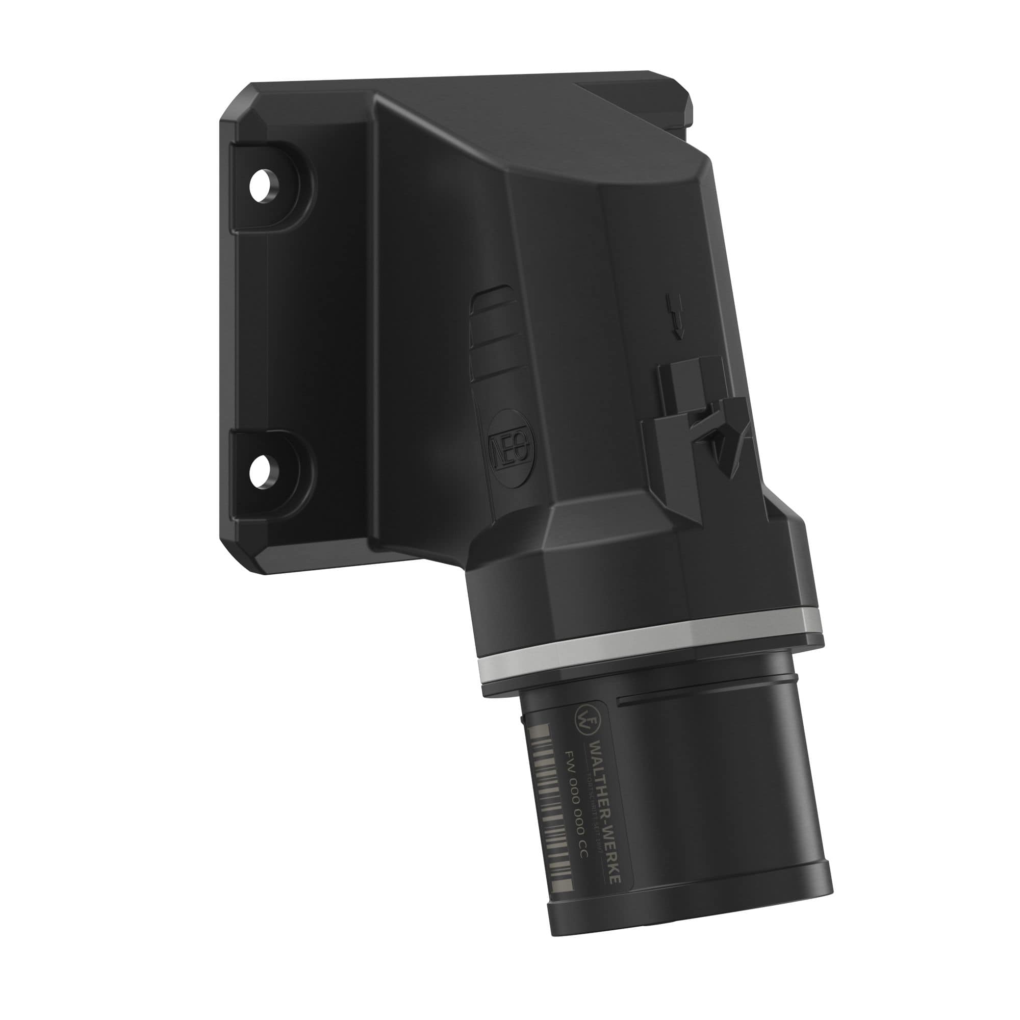 Walther Werke FW711311SK CEE NEO Anbaugerätestecker schräg 16A 3P 11h IP54 mit Schraubtechnik und 77,5x90mm Flansch