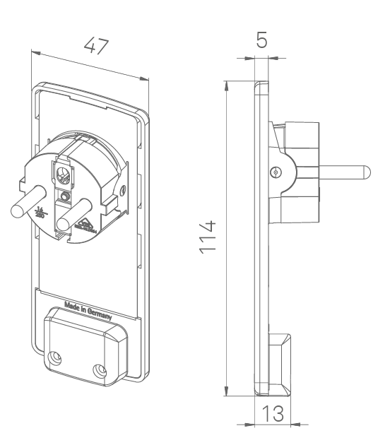 EVOline® Plug 151000155100 flacher Schutzkontakt-Stecker mit Kupplung, schwarz