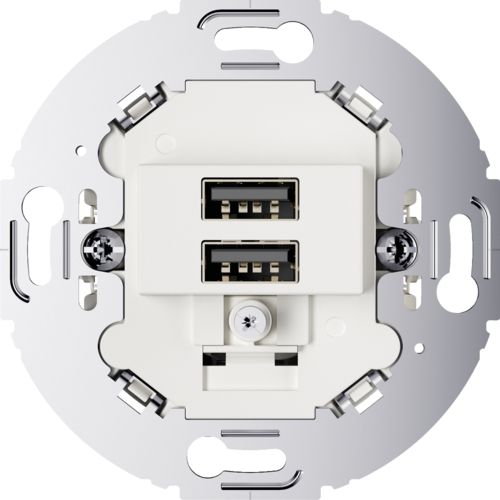 Berker 260219 USB A+A Ladesteckdose 230V, 2-fach, 3.0A, runder Tragring, polarweiß matt