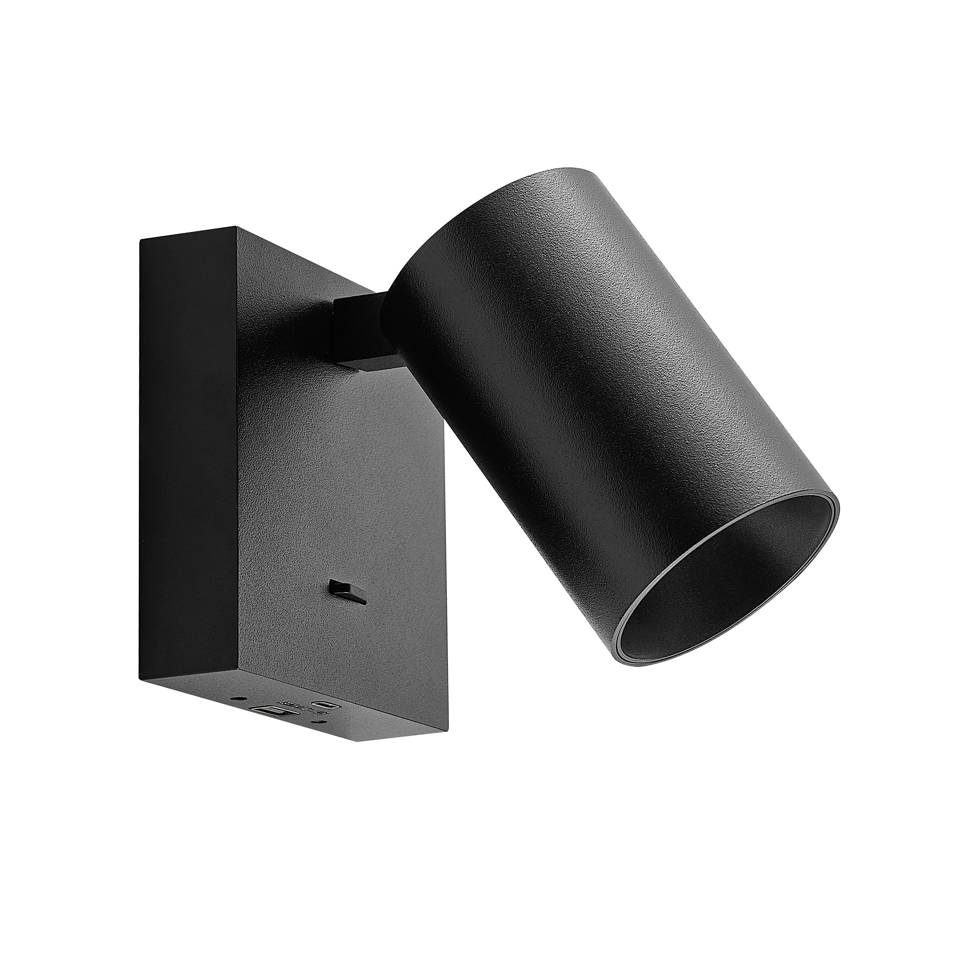 Deko-Light 341340 Wandaufbauleuchte, Can Tilt eckig USB, 1x 7,5 W GU10, 220-240 V/AC, IP 20, schwarz