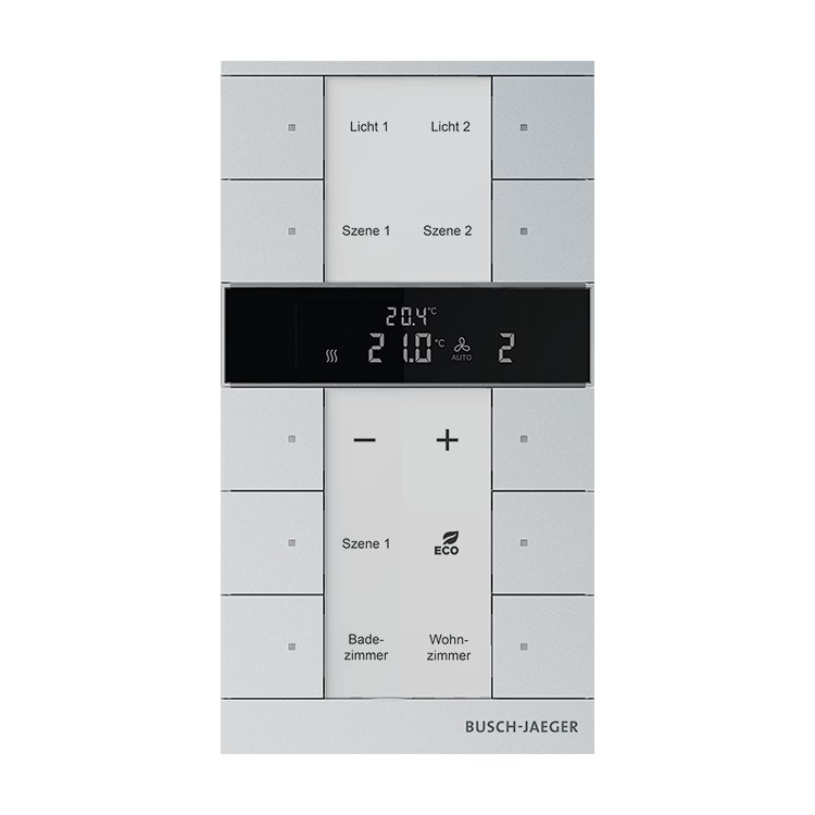 Busch-Jaeger SBR-F-10.0.11-83  Raumtemperaturregler mit Bedienfunktion, 10-fach, aluminium silber matt, Busch-Tenton®