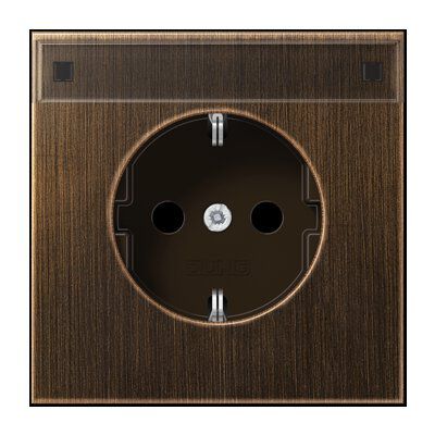 Jung ME1520NAAT Schutzkontakt-Steckdose, 16 A 250 V ~, mit Schriftfeld, Messing, Serie LS, Messing antik
