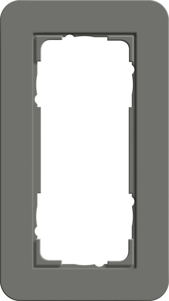 Gira 1002413 Abdeckrahmen 2-fach ohne Mittelsteg, Gira E3, dunkelgrau Soft-Touch mit Trägerrahmen reinweiß glänzend