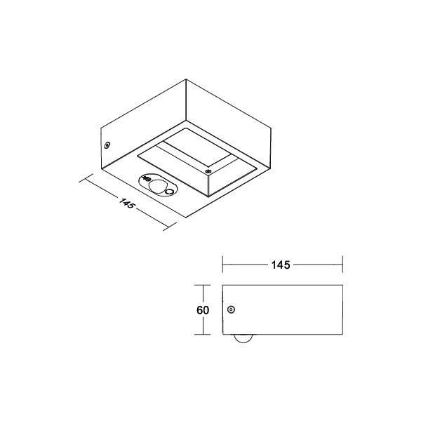 Brumberg 65281103 LIGEA LED-Solarwandanbauleuchte, 1,4 W, 3.000 K, IP54, schaltbar, strukturgraphit