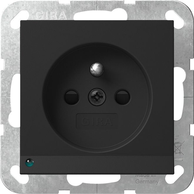 Gira 4489005 Steckdose Erdstift LED-Leuchte + Shutter System 55 Schwarz matt