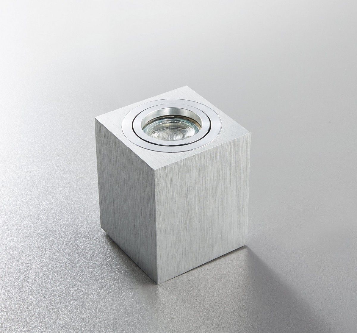 Heitronic 500736 Aufbau-Strahler ADL8001, eckig, für GU10 max. 5 W, IP20, Höhe 100 mm, schwenkbar, aluminium gebürstet