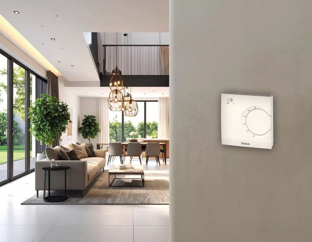 Theben 7060003 RAMSES 706 S Elektronischer Aufputz-Raumthermostat, Temperaturregelung über Stellrad, externe Temperaturabsenkung möglich, Schalter Ein/Aus, weiß