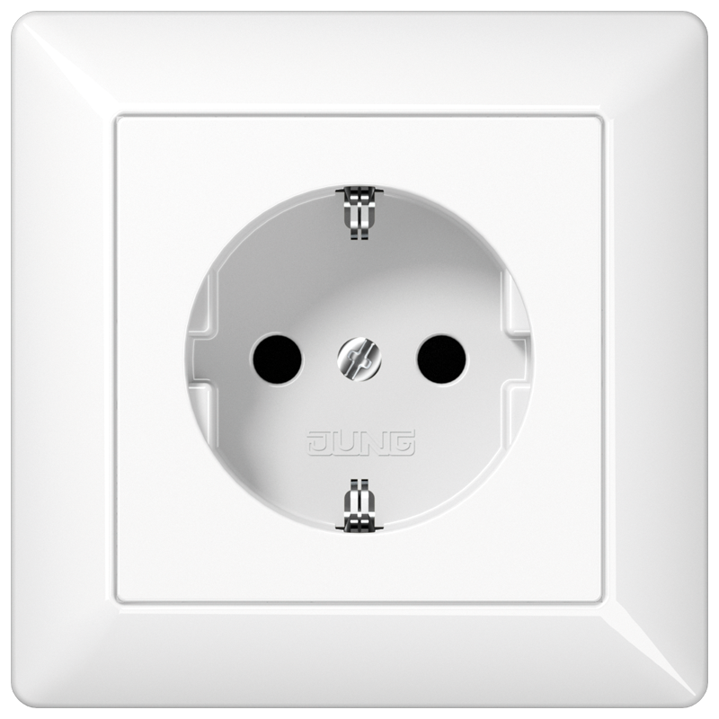 Jung AS1520WW Schutzkontakt-Steckdose, 16 A 250 V ~, mit Rahmen, Duroplast, Serie AS, alpinweiß