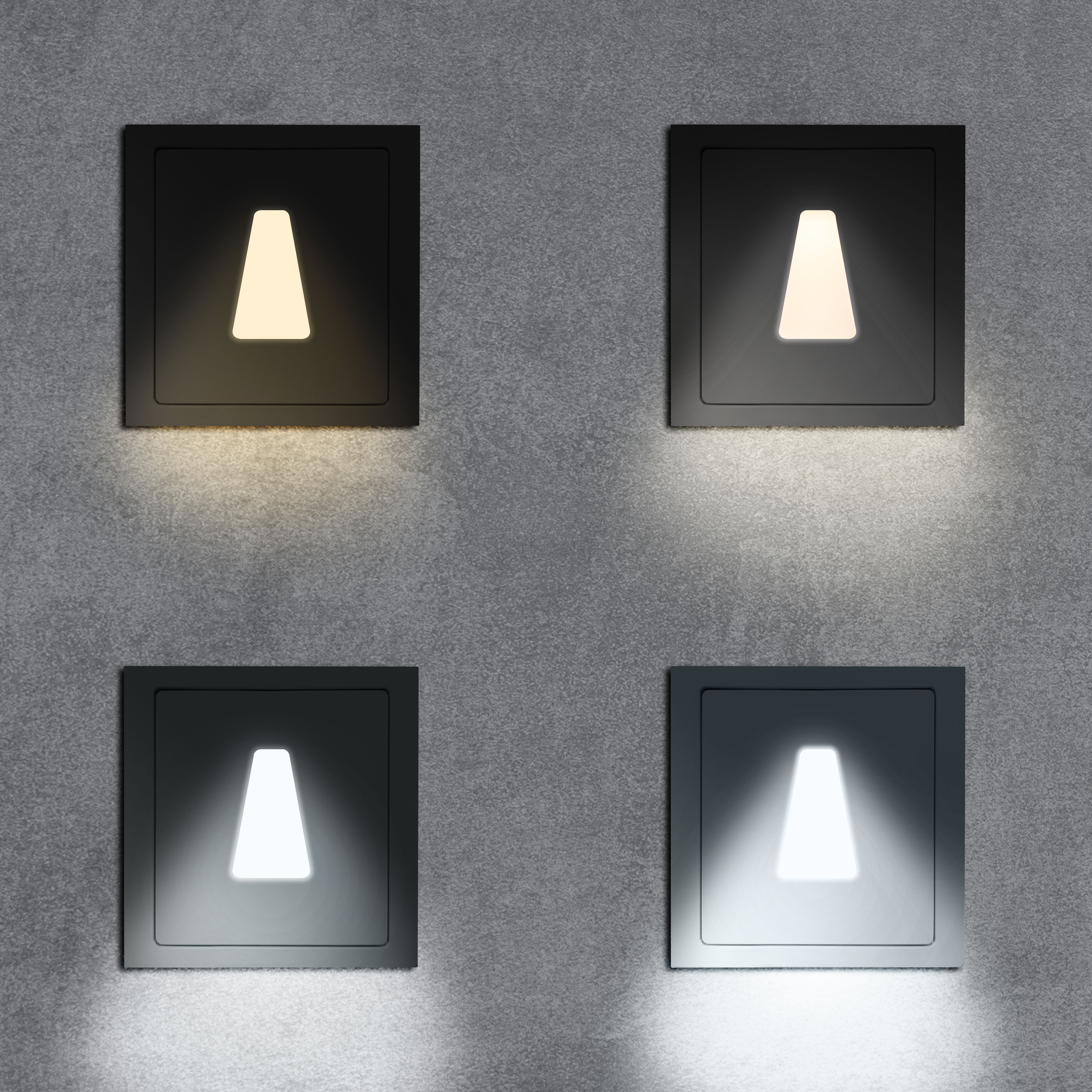 qles WET6034 Wandeinbauleuchte Trapez, für Merten D-Life, beleuchtet/LED/warmweiß (3000k), Anthrazit, lackiert, IP44