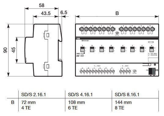 ABB SD/S2.16.1 Schalt-/Dimmaktor, 2-fach, 16 A, REG