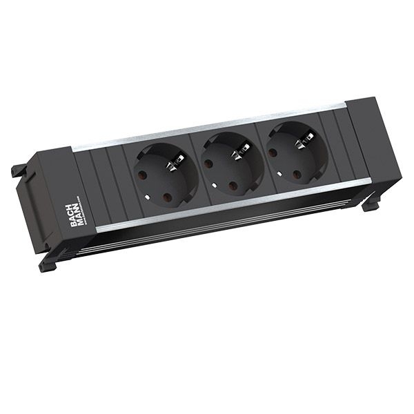 Bachmann 916.1192 Power Frame, 3 Schutzkontaktsteckdosen (erhöhter Berührungsschutz), Zuleitung 2,0m H05VV-F 3G1,5qmm mit Aderendhülsen, beigelegter Montagestecker