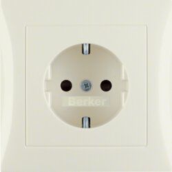 Berker 47428982 Schutzkontakt-Steckdose mit Abdeckplatte, S.1/B.3/B.7, weiß glänzend
