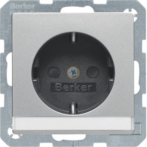 Berker 47496084 Schutzkontakt-Steckdose mit Beschriftungsfeld und erhöhtem Berührungsschutz, Q.x, aluminium samt