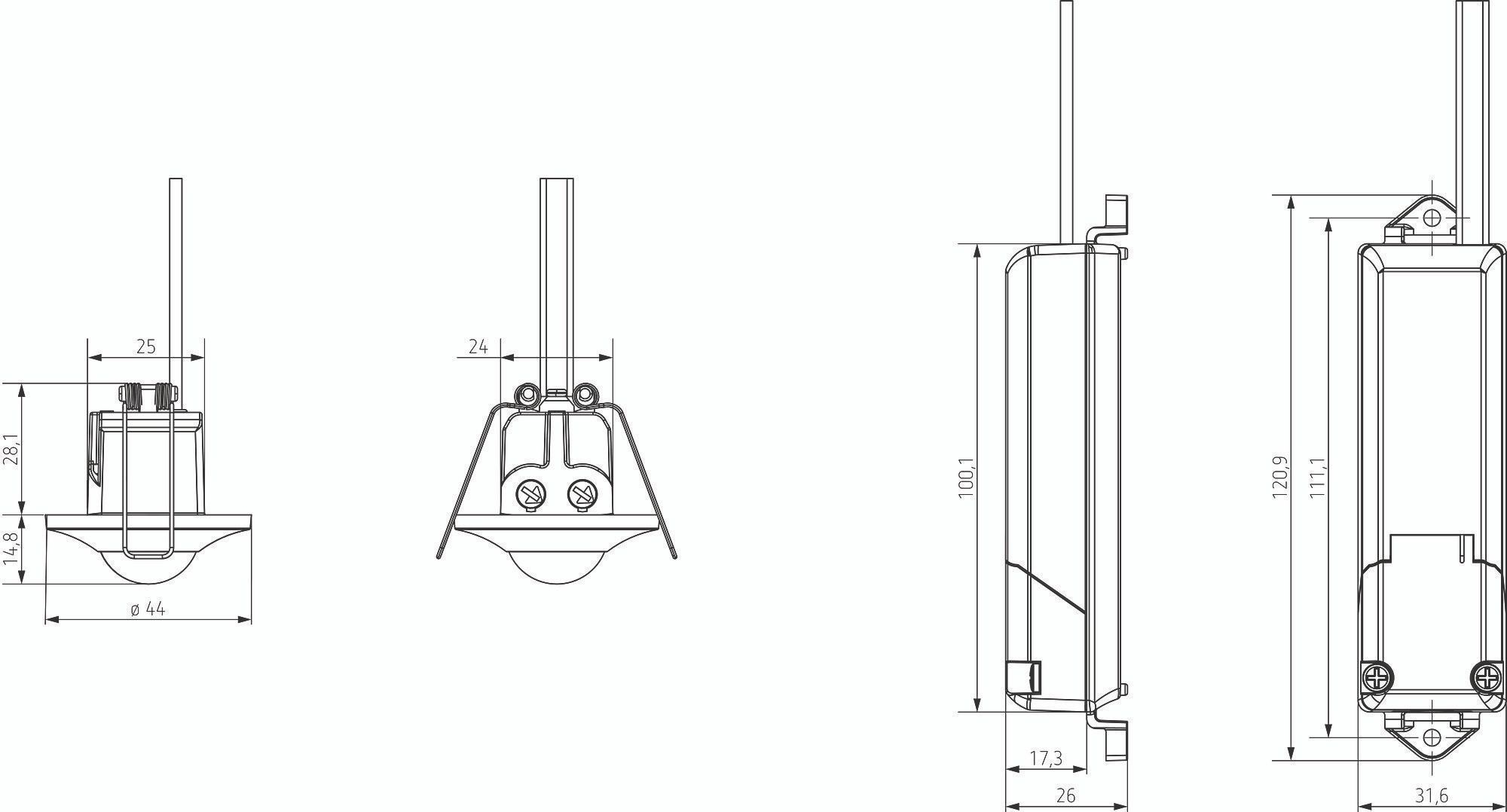 Theben 1060200 thePiccola S360-100 DE WH Bewegungsmelder für Deckeneinbau, bis zu Ø 8 m