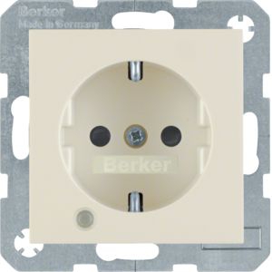 Berker 41108982 Schutzkontakt-Steckdose mit Kontroll-LED, Beschriftungsfeld, erhöhtem Berührungsschutz und Schraub-Liftklemmen S.x/B.x weiß glänzend