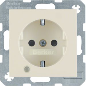 Berker 41108982 Schutzkontakt-Steckdose mit Kontroll-LED, Beschriftungsfeld und erhöhtem Berührungsschutz, S.1/B.3/B.7, weiß glänzend