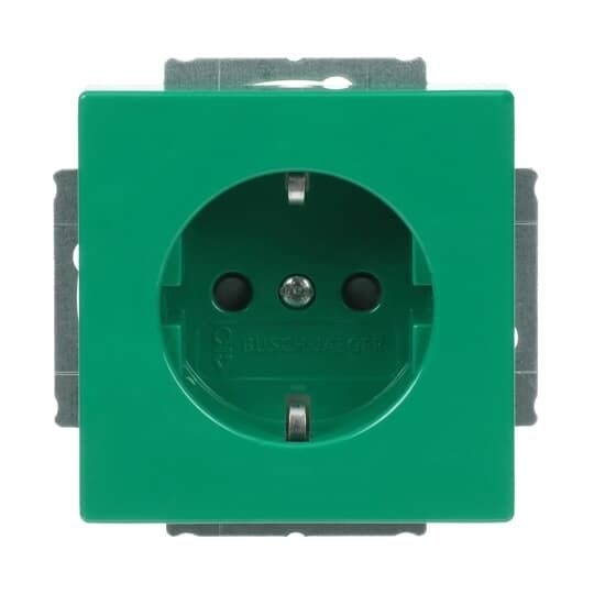 Busch-Jaeger 20 EUCKS-13-82-101 Schutzkontakt-Steckdose Safety+, ohne Aufdruck, für SV/ZSV, grün glänzend, Plattform 63