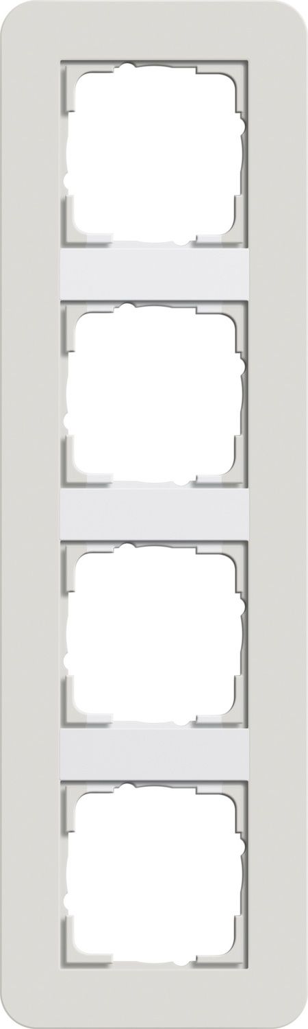 Gira 0214411 Abdeckrahmen 4-fach, Gira E3, hellgrau Soft-Touch mit Trägerrahmen reinweiß glänzend