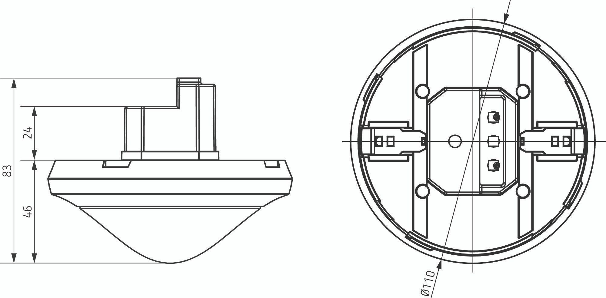 Theben 1030600 theMova P360-100 UP WH Bewegungsmelder 360° für Deckenmontage, bis zu Ø 24 m
