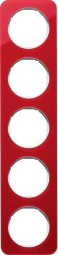 Berker 10152349 Rahmen 5-fach, R.1, Acryl rot transparent/polarweiß glänzend