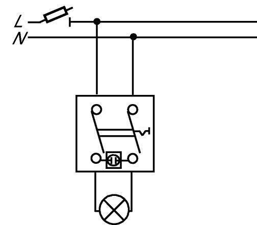 Busch-Jaeger 2000/2 UK Kontrollschalter-Einsatz,  Aus 2-polig, 10 A, mit Glimmlampe