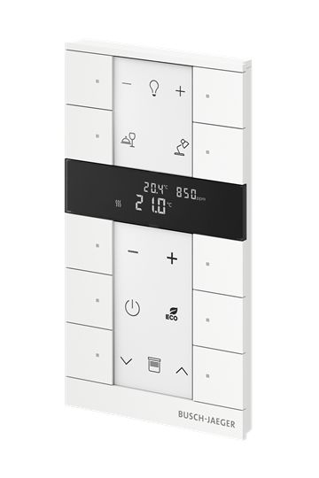 Busch-Jaeger SBC-F-10.0.11-884 Raumtemperaturregler mit VOC/Feuchte-Sensor und Bedienfunktion, 10-fach, studioweiß matt, Busch-Tenton®