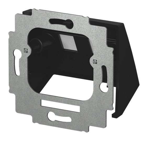 Busch-Jaeger 1758-915 Zentralscheibe mit Schrägauslass, mit Tragring und Beschriftungsfeld, Busch-balance SI, schwarz matt