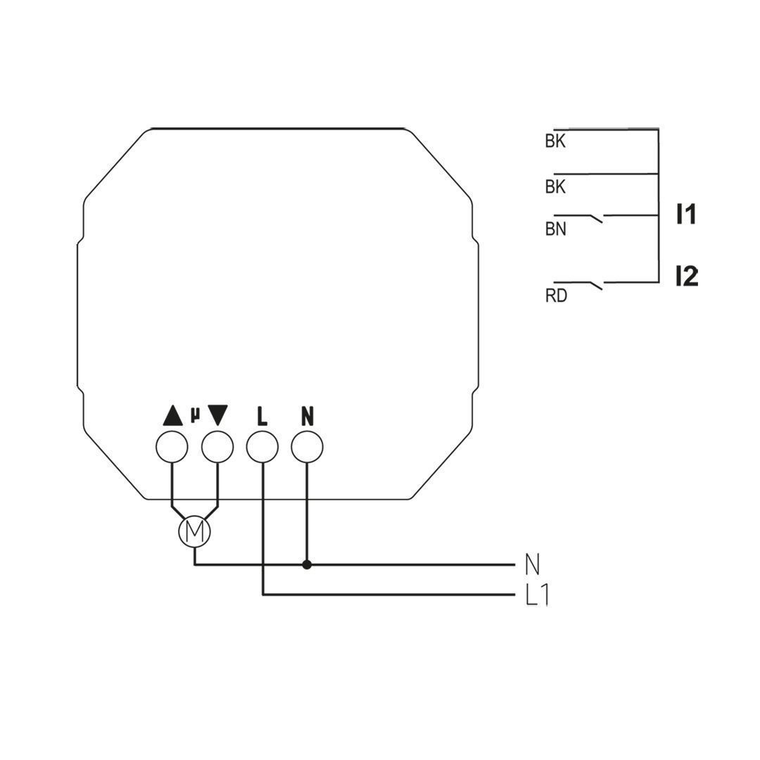 Theben 4800651 LUXORliving J1 S RF, 1-fach Funk-Jalousieaktor Unterputz, Verschlüsselte Funk-Kommunikation, Steuern von Sonnenschutzeinrichtungen