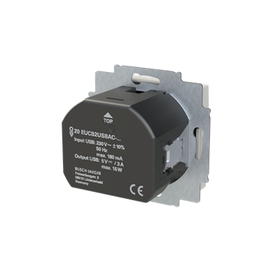 Busch-Jaeger 20 EUCB2USBAC-914 Schutzkontakt-/USB-A+C Steckdose Safety+, mit Befestigungskrallen, alpinweiß glänzend, Busch-balance SI