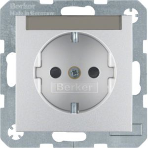 Berker 47491404 Schutzkontakt-Steckdose mit Beschriftungsfeld und erhöhtem Berührungsschutz S.x/B.x aluminium matt lackiert