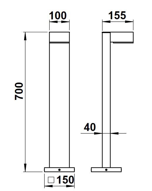 Albert 662228 LED-Wegeleuchte, 3W, Höhe 0,7m, schwarz