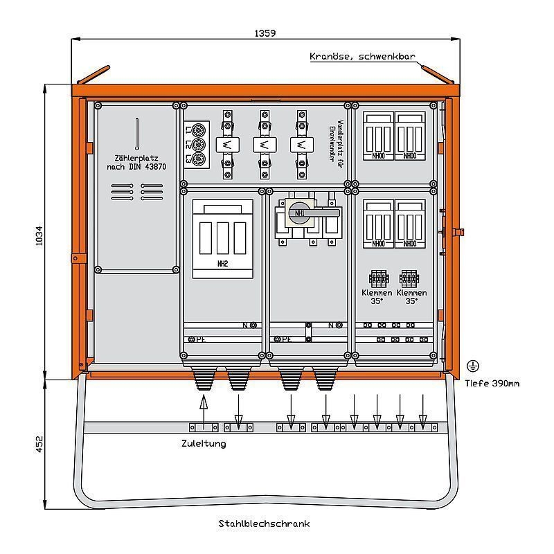 Walther Electric WA0040 Anschlussschrank 173kVA
