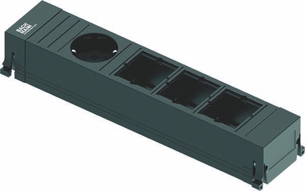 Bachmann 916.0611 Power Frame, 1 Schutzkontaktsteckdose, 3 Custom Module leer, Zuleitung 0,2m H05VV-F3G1,5qmm mit GST18 Stecker