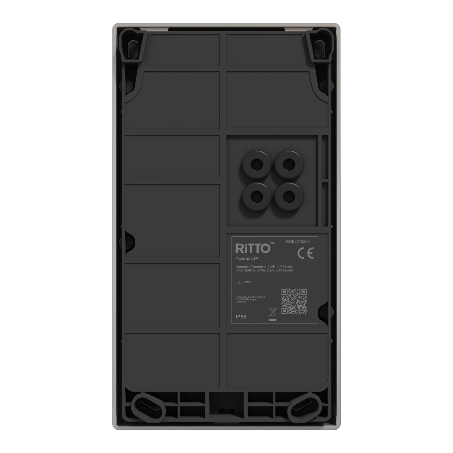 Ritto RGE2015200 Listo Türstation, Twinbus IP, 2 Klingeltasten, Rahmen Silber, Weiß, AP