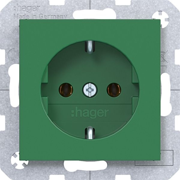 Hager WAS1100GR Schutzkontaktsteckdose, Steckklemmen, A.x/C.x, grün glänzend