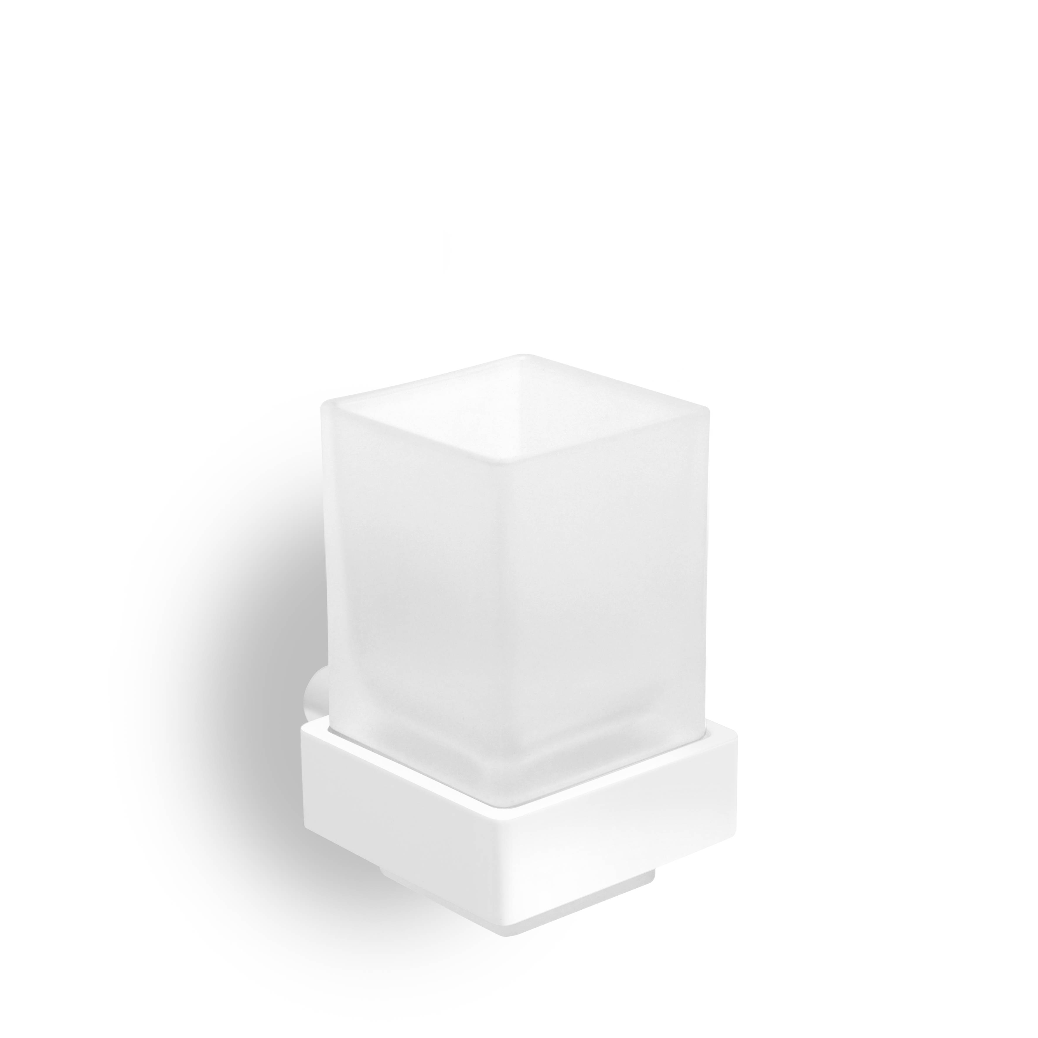 qles HWB0625 Badhalter Wasserglas, für Merten System-M, Glas satiniert, beleuchtet/LED/warmweiß (3000k), Aktivweiß glänzend, brillant, IP44