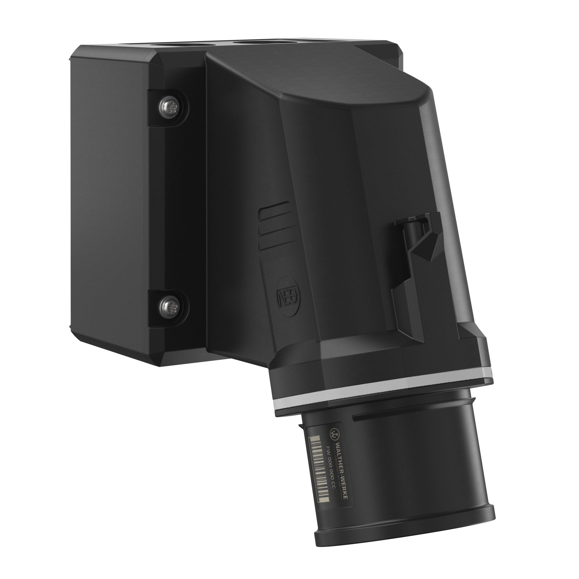 Walther Werke FW734501CC CEE NEO Wandgerätestecker schräg 32A 5P 1h IP54 mit Käfigzugfeder-Technik und drehbarem Boden