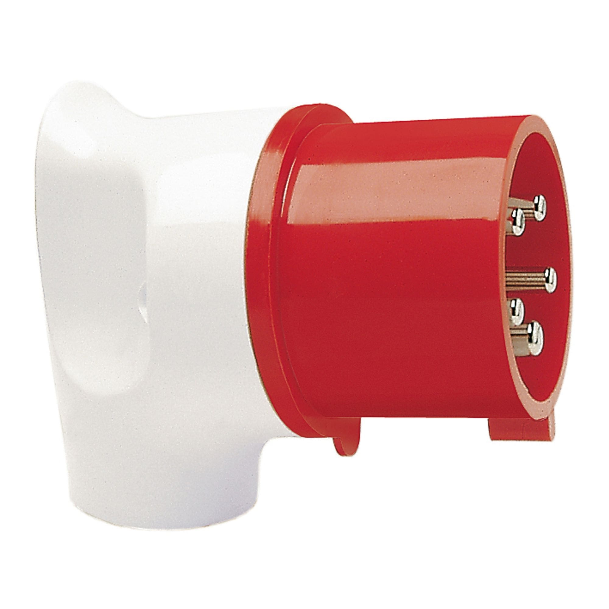 Walther Werke 236RW MONDO Winkelstecker 32A 5P 6h mit dem Gehäusehinterteil in reinweiß