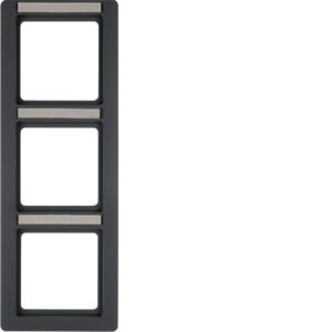 Berker 10136016 Rahmen 3-fach mit Beschriftungsfeld, Q.1, anthrazit samt