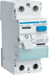 Hager CDA 240 D Fehlerstrom-Schutzschalter, 2polig, 40A, 30mA, Typ A