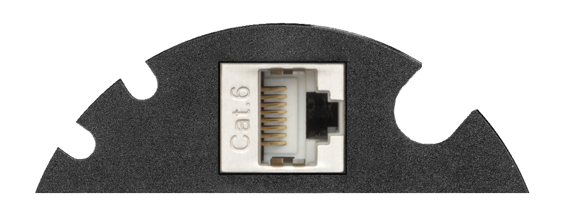 EVOline® 159909123300 Verschlussplatte mit Multimediaeinsatz RJ45 Cat.6 für Circle80, 3x Kabeldurchführungen, schwarz