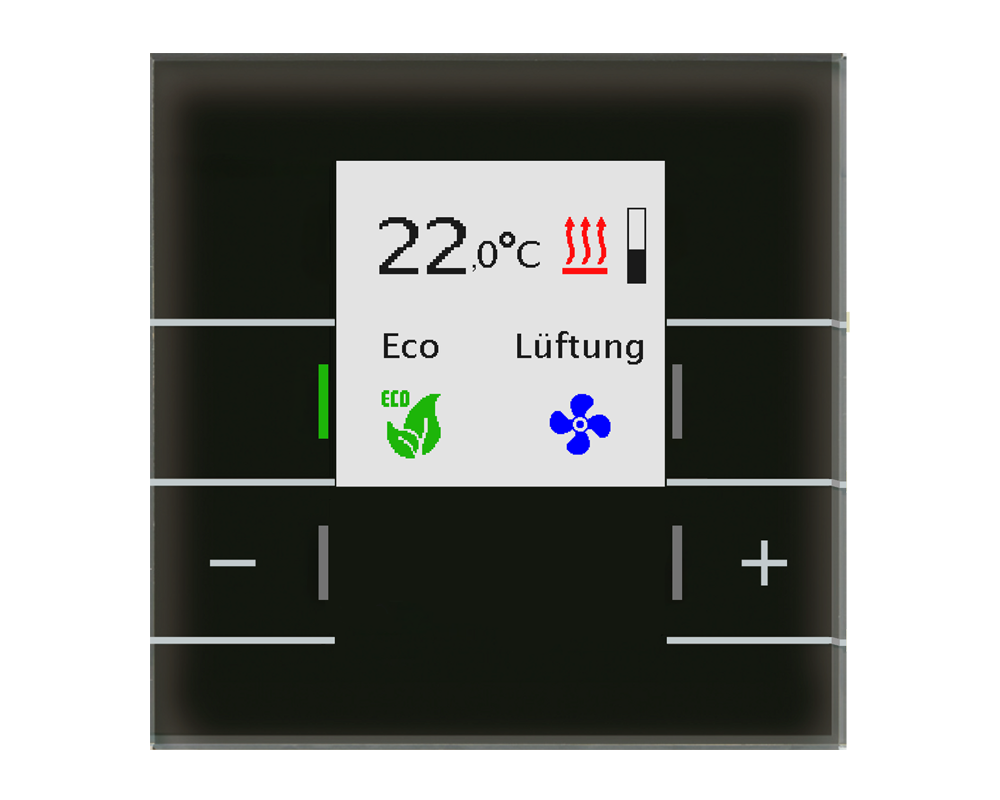 MDT SCN-RTRGS.02S KNX Glas Raumtemperaturregler Smart mit Farbdisplay, Schwarz