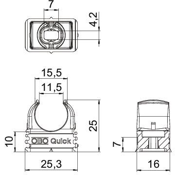 OBO-Bettermann 2955/M16 OBO-Quick-Schelle M16, 100-Stück, lichtgrau