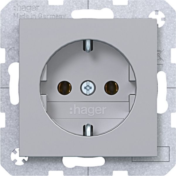 Hager WAS1100TA Schutzkontaktsteckdose, Steckklemmen, A.x/C.x, titan matt