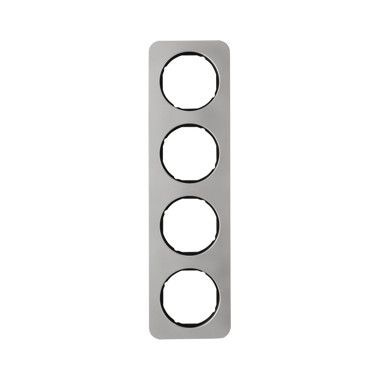 Berker 10142104 Rahmen 4-fach R.1, Edelstahl/schwarz