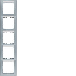 Berker 10159959 Rahmen 5-fach senkrecht, mit Beschriftungsfeld, S.1, aluminium matt
