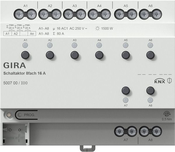 Gira 500700 Schaltaktor 8-fach 16 A für KNX