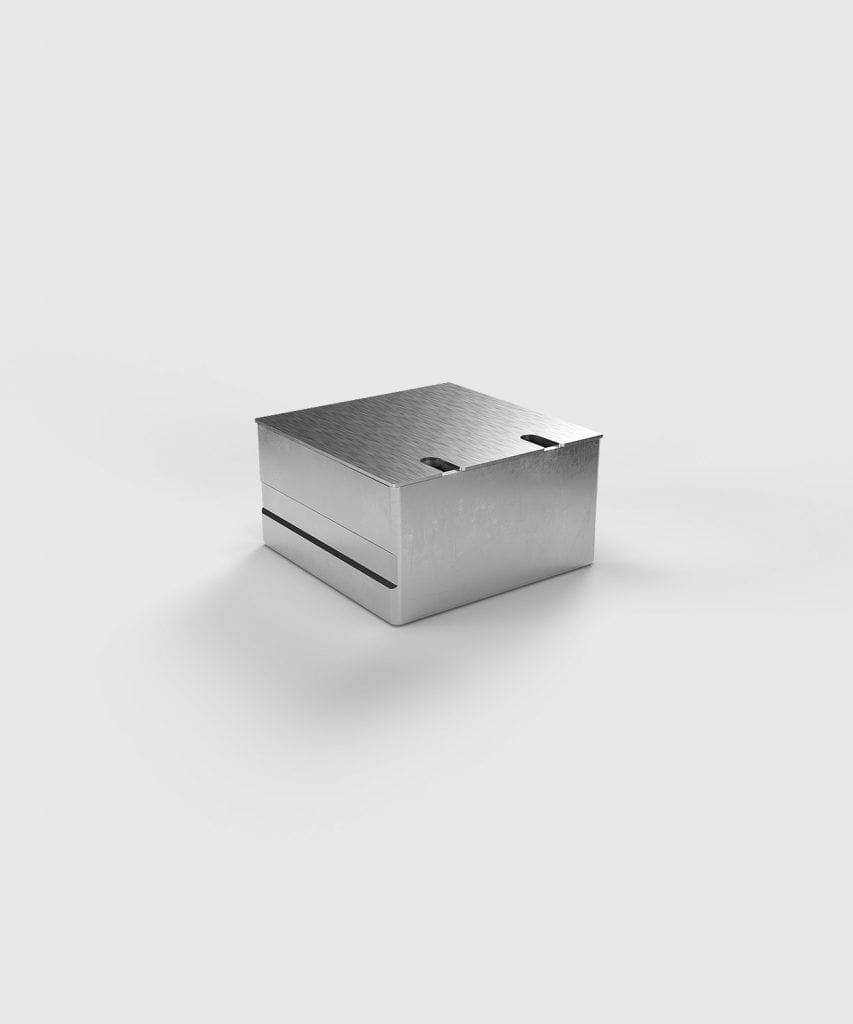 BS 8802E-2-1 Bodensteckdose, 2-fach, eckig, aufliegender Deckel aus Edelstahl, 1x Schutzkontakt-Steckdose, 1x RJ45 2-fach